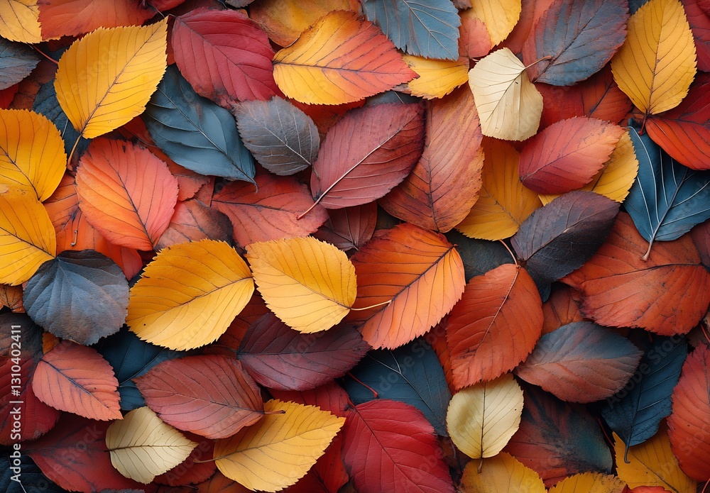 Poster An array of colorful autumn leaves forming a stunning natural pattern on the ground : Generative AI