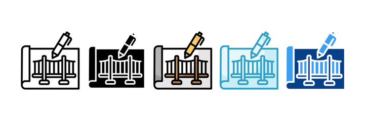 Pedestrian Bridge  Icon Set Multiple Style Collection