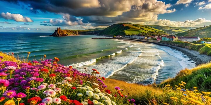 Double Exposure: Dramatic Aberystwyth Seascape & Coastal Flora