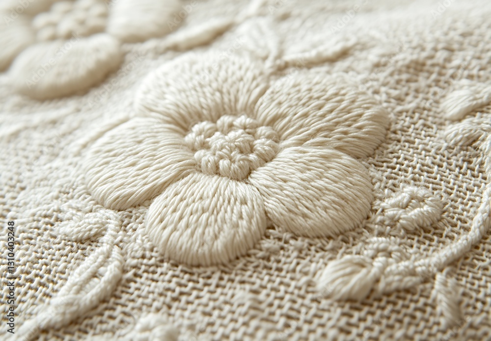 Aufkleber intricate embroidered floral pattern on a soft textile showcasing craftsmanship and design details :