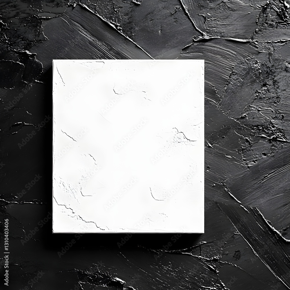Poster modern gray textured background featuring a white square on a contrasting black surface for graphic 