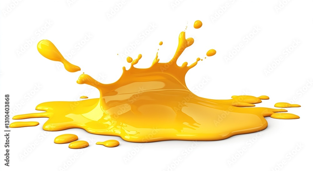 Poster dynamic splashes of bright yellow paint on a white background creating a lively effect : generative 