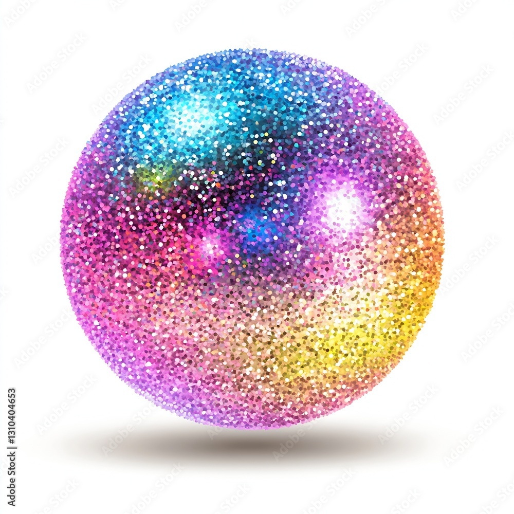 Poster vibrant holographic glitter ball with shimmering colors reflecting light in a bright background : ge