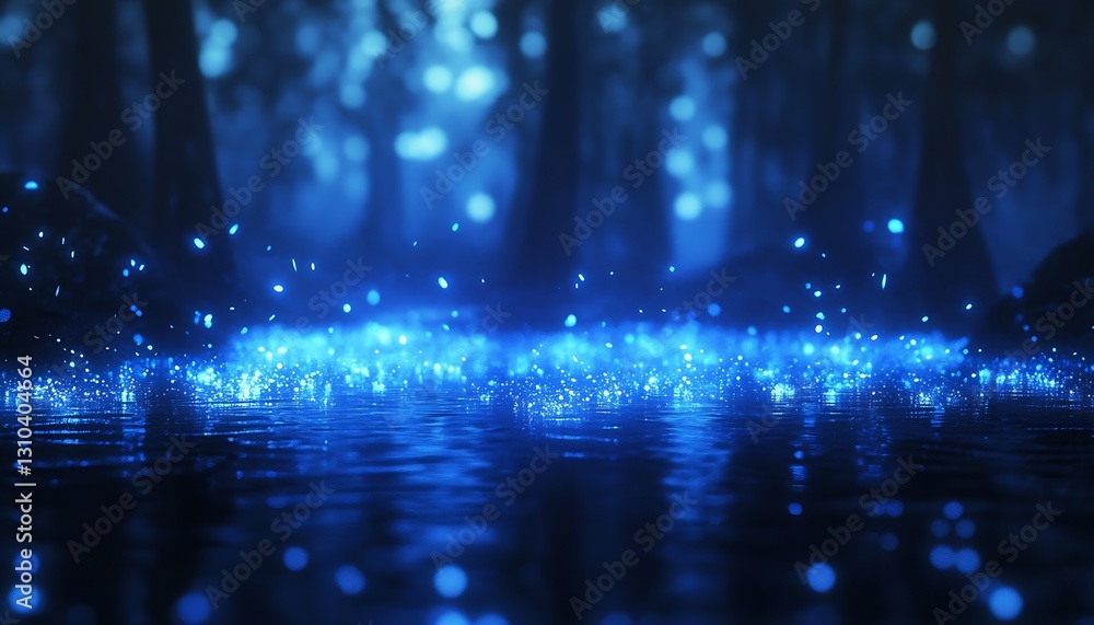 Poster enchanting forest scene with glowing fireflies creating a magical ethereal atmosphere : generative a