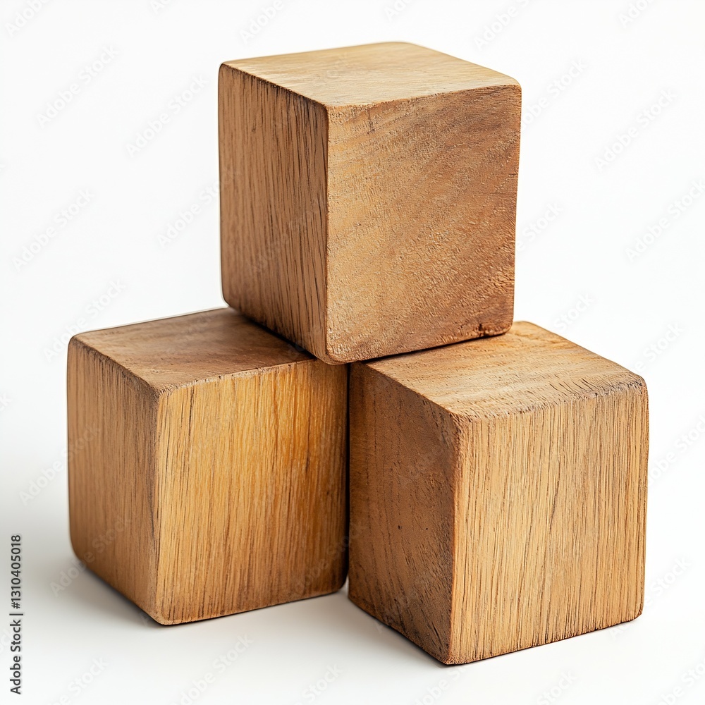Leinwandbilder three wooden cubes stacked together showcasing natural finish and grain patterns on a soft backgroun