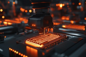 Advanced Robotics in Production Processes with High-Tech Equipment and Microchips