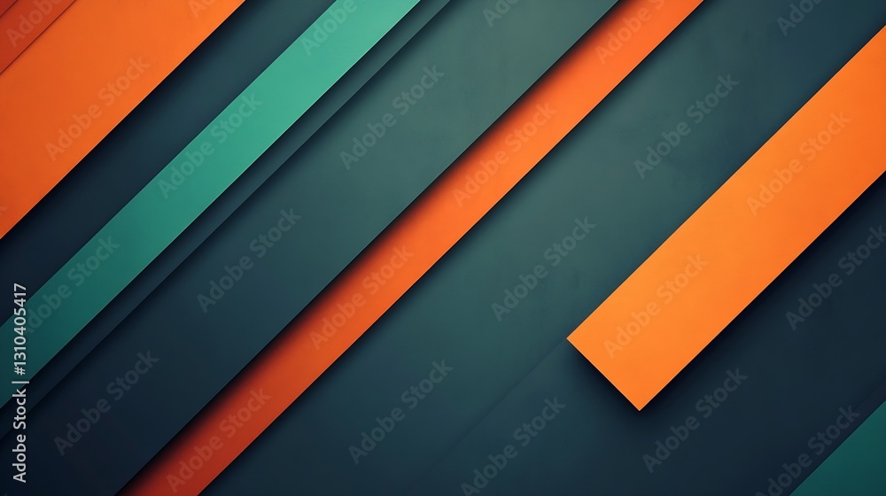 Poster colorful abstract background with sharp geometric shapes in orange and teal tones : generative ai