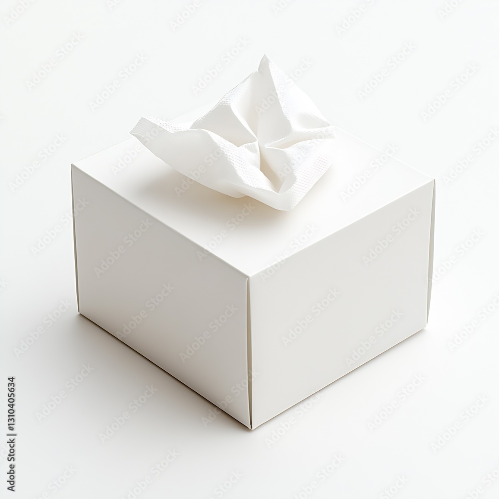 Aufkleber simple and chic white tissue box filled with soft tissues on a bright surface : generative ai