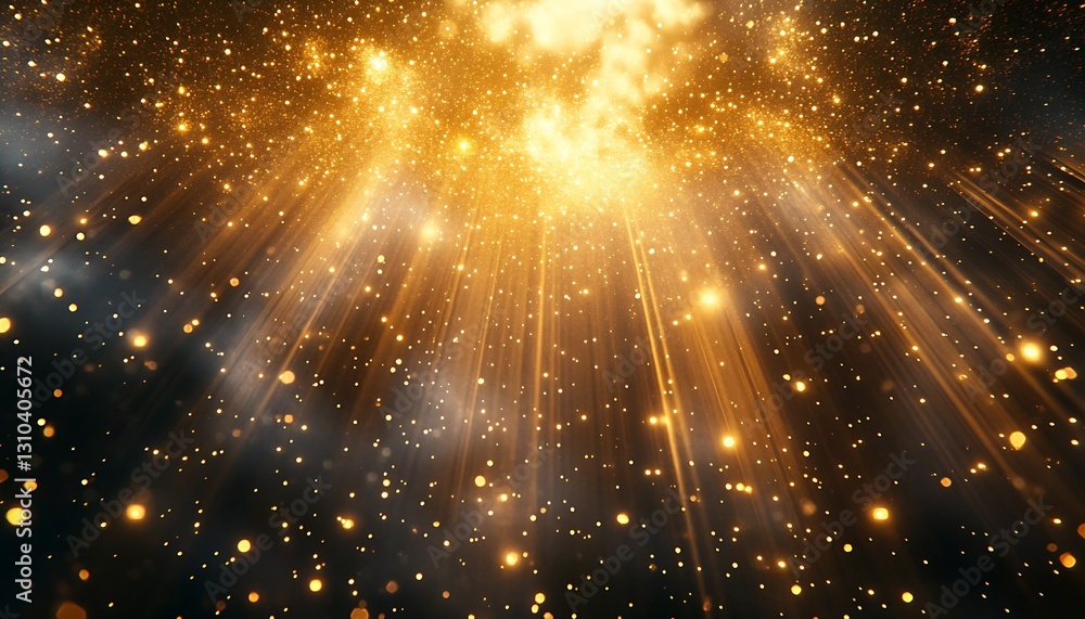 Poster Stunning golden light rays illuminating a dark background creating a magical sparkling atmosphere : Generative AI