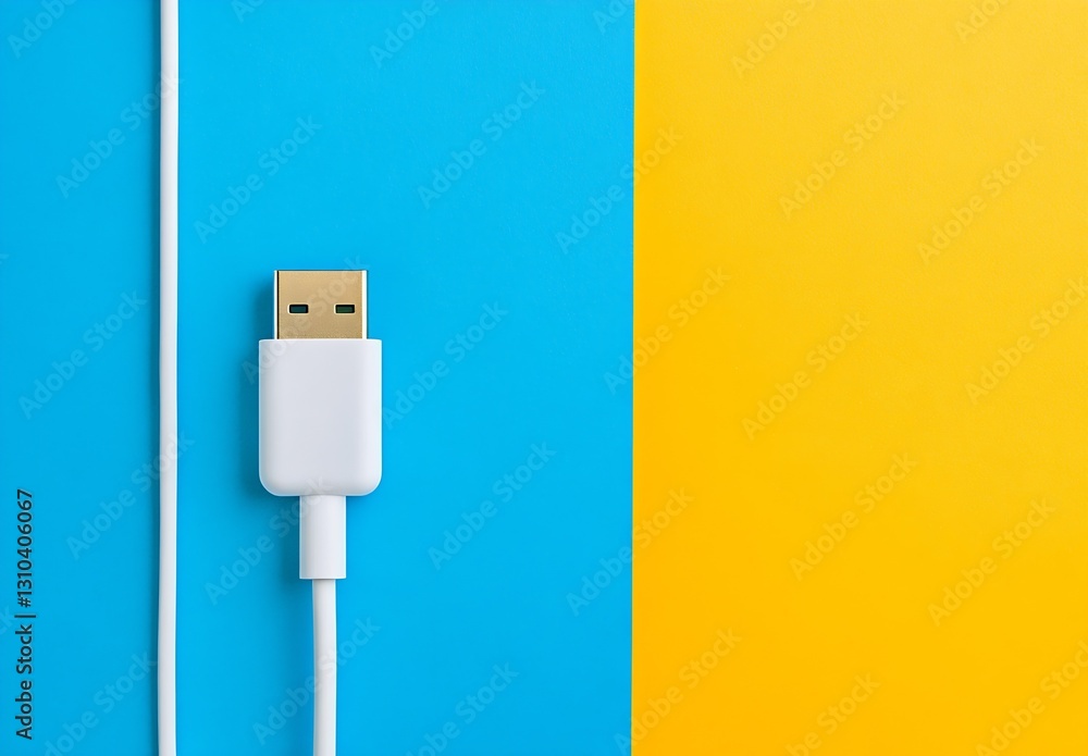 Aufkleber close up of a usb connector on a colorful background showcasing modern technology : generative ai