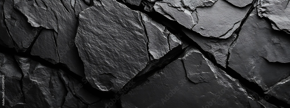 Leinwandbilder high resolution close up of dark textured slate rock surface showcasing natural patterns : generativ