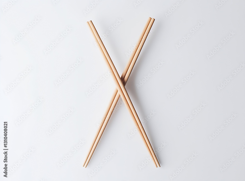 Poster stylish bamboo chopsticks arranged in a crossed position on a minimalist surface : generative ai