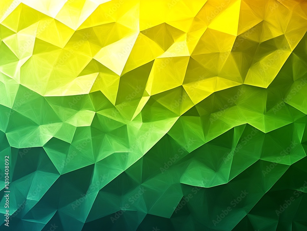 Fototapete Vibrant light green and yellow abstract geometric background with triangular shapes and gradients : Generative AI