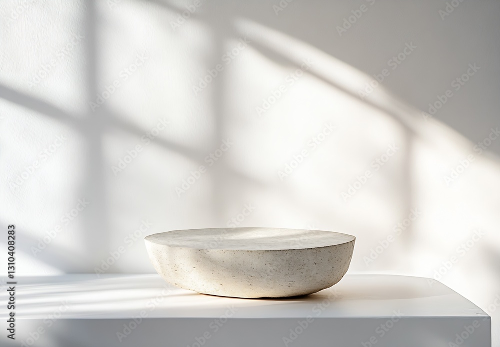 Aufkleber Minimalist ceramic bowl placed on a clean surface with soft natural light casting elegant shadows : Generative AI