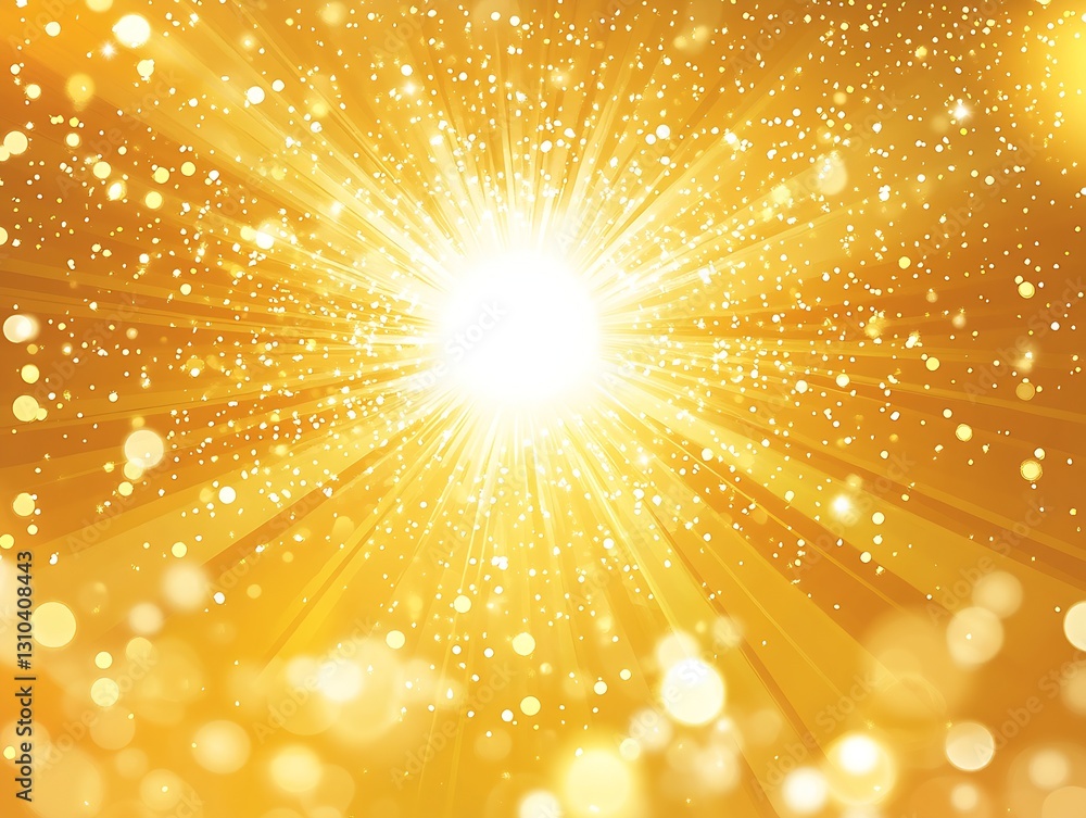 Poster Brilliant sunburst effect with sparkling lights and golden hues creating an uplifting atmosphere : Generative AI