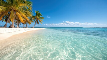 Fototapeta premium Tranquil tropical paradise with palm trees and crystalline waters