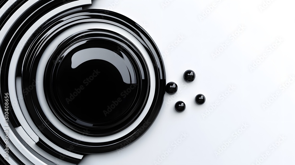 Poster conceptual future wall displaying advanced technology with intricate design in striking black and wh