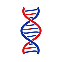 DNA helix icon in red and blue colors, scientific research concept