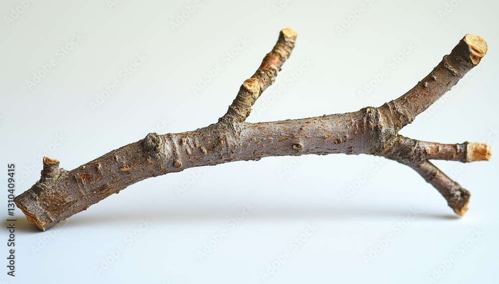 Poster natural branch with unique texture and details on a light background for artistic projects