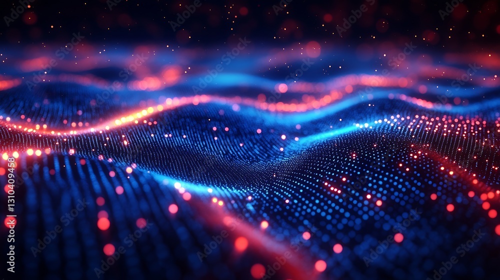 Poster An aweinspiring image of glowing waves in a myriad of colors creating a captivating digital ocean with vibrant energy : Generative AI