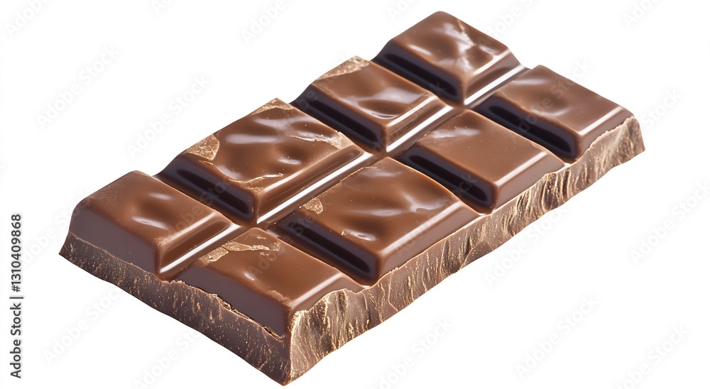 Poster Delicious rich chocolate bar with smooth texture displayed on a clean white background : Generative AI