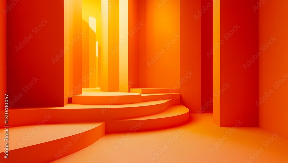 Leinwandbilder Stunning abstract representation of a warm orange tone in a modern architectural space with light and shadows for artistic visuals : Generative AI