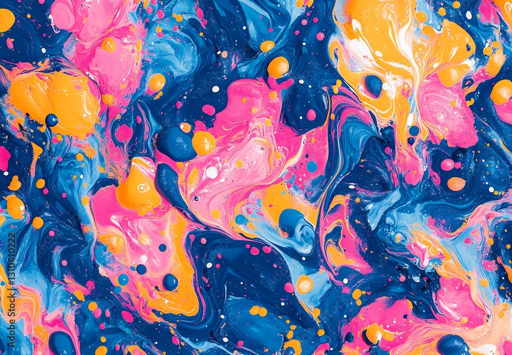Poster colorful swirling abstract pattern with blue pink and yellow shades for dynamic visual appeal : gene