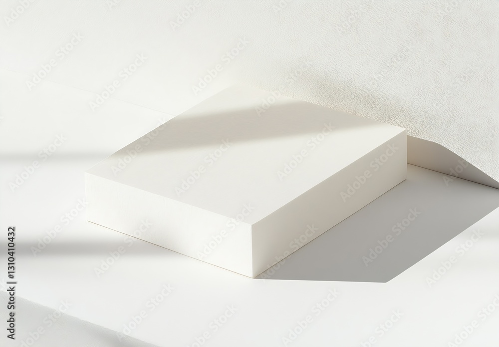 Poster Minimalist white paper pad displayed with soft shadows showcasing texture and design in clean environment : Generative AI