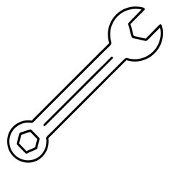 Simple Line Drawing of Wrench - Construction Tool Vector Illustration, Minimalist line art wrench illustration, perfect for construction, repair, and DIY digital designs.
