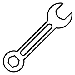 Simple Line Drawing of Wrench - Construction Tool Vector Illustration, Minimalist line art wrench illustration, perfect for construction, repair, and DIY digital designs.