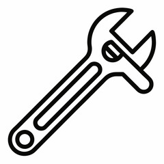 Simple Line Drawing of Wrench - Construction Tool Vector Illustration, Minimalist line art wrench illustration, perfect for construction, repair, and DIY digital designs.