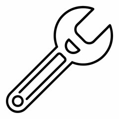 Simple Line Drawing of Wrench - Construction Tool Vector Illustration, Minimalist line art wrench illustration, perfect for construction, repair, and DIY digital designs.