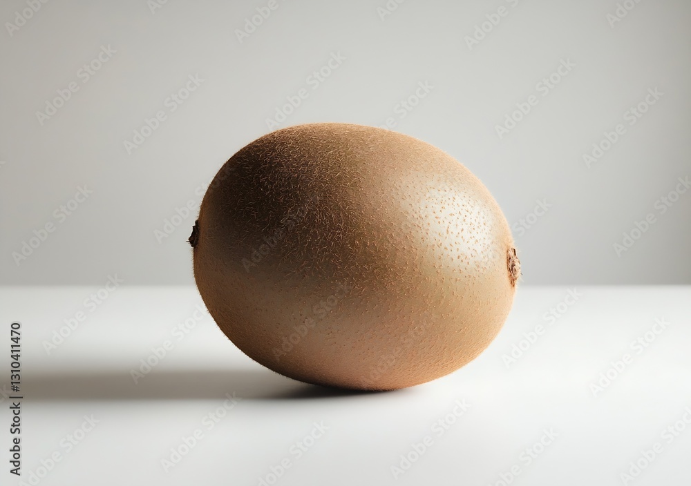 Poster Single kiwi fruit placed on a clean surface highlighting its unique texture and color : Generative AI