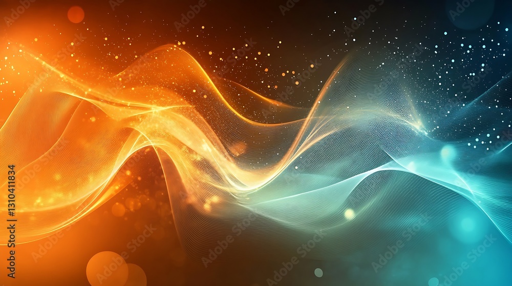 Fototapete dynamic and colorful abstract motion design with flowing orange and blue waves : generative ai