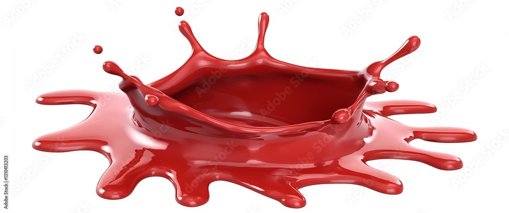 Poster dynamic red paint splash with high contrast and perfect fluid dynamics : generative ai