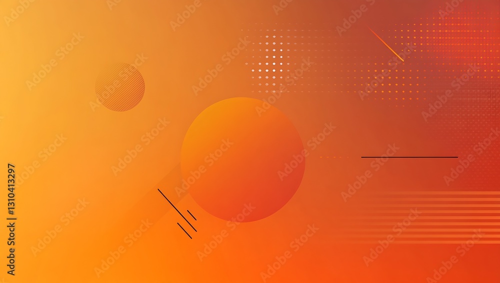 Aufkleber dynamic composition showcasing warm oranges and gradients with geometric elements for use in digital