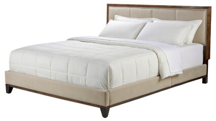 Fototapeta premium Upholstered Bed on White Background