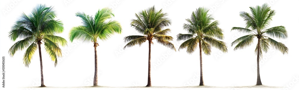 Aufkleber Five Tall Palm Trees in a Bright Tropical Setting Creating a Relaxing Atmosphere : Generative AI