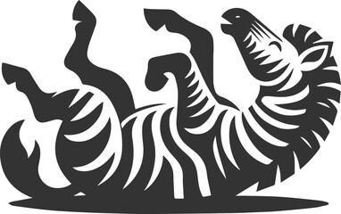 Zebra rolling on the ground playfully animal vector