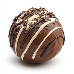 Elegant chocolate and white chocolate truffle with rich chocolate shavings on top : Generative AI