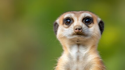 Fototapeta premium Fluffy meerkat in a vigilant pose searching for prey in the wild