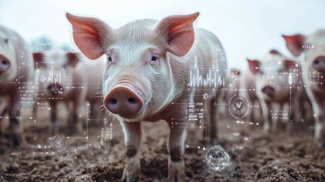 Pig farm with data overlay