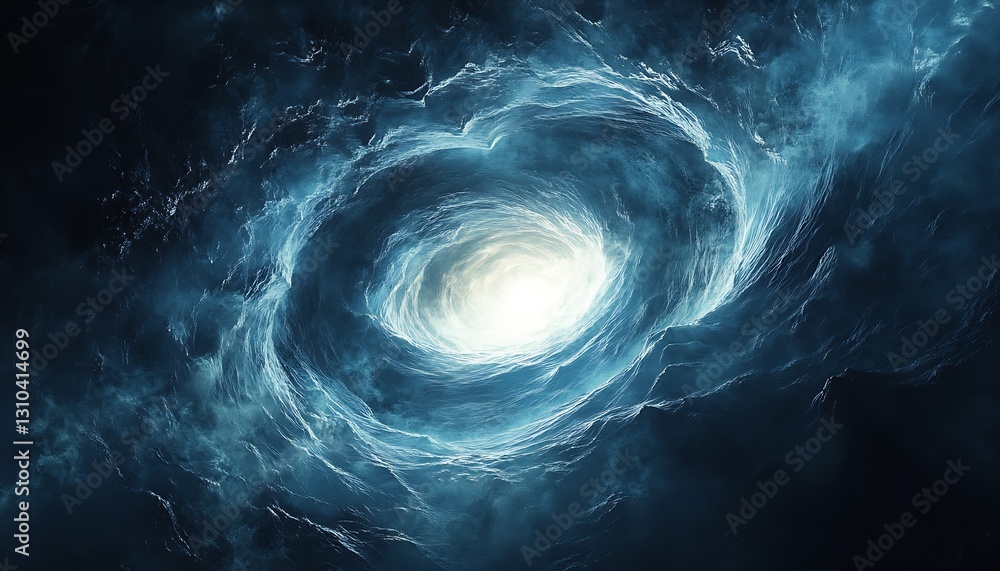 Aufkleber striking cosmic swirl depicting a bright light at the center surrounded by dark swirling clouds in s