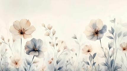 Delicate Watercolor Blooms in Soft Hues