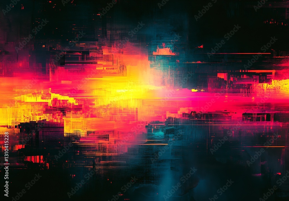 Aufkleber Vivid abstract digital illustration with radiant colors demonstrating energy and motion in a striking design : Generative AI