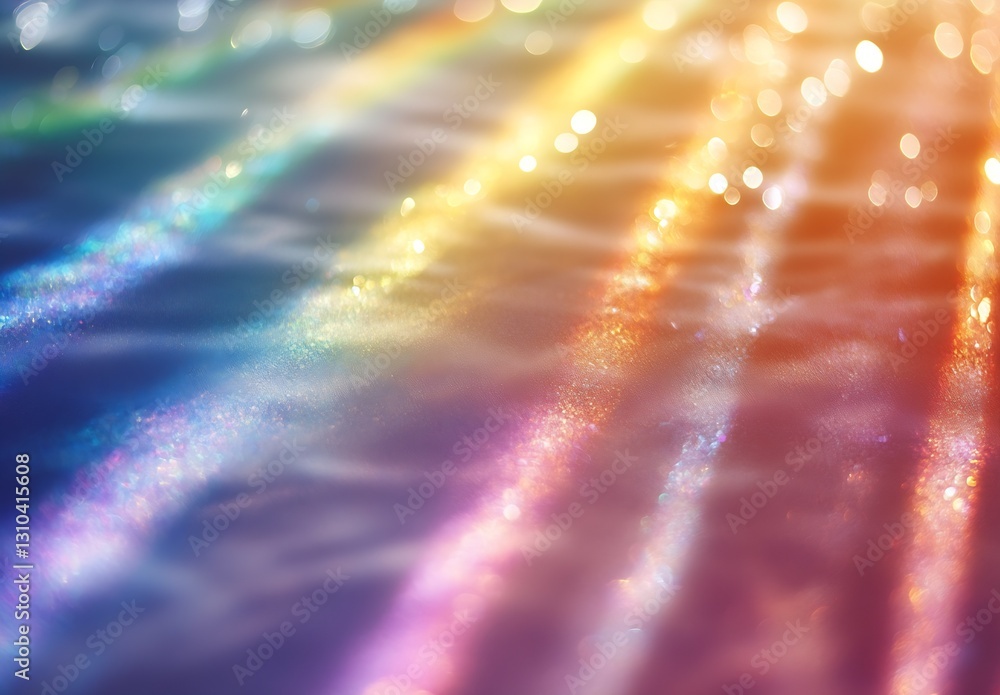 Poster Radiant water surface with sparkling light reflections creating a mesmerizing gradient of vibrant colors : Generative AI