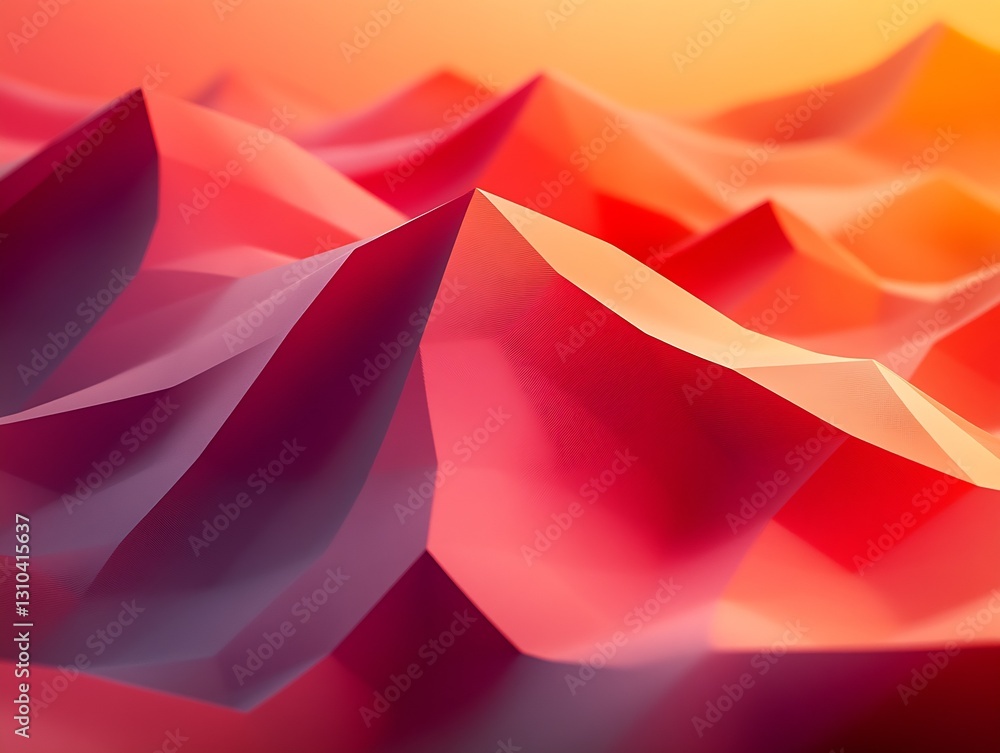Aufkleber threedimensional landscape with dramatic peaks and gradients in hues of red and orange for visual im