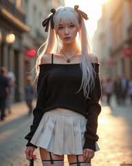 Gothic Streetwear Girl — Edgy & Elegant Sunset Fashion