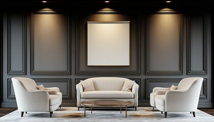 Elegant Living Room with Minimalist Furniture and Neutral Color Scheme in Modern Design