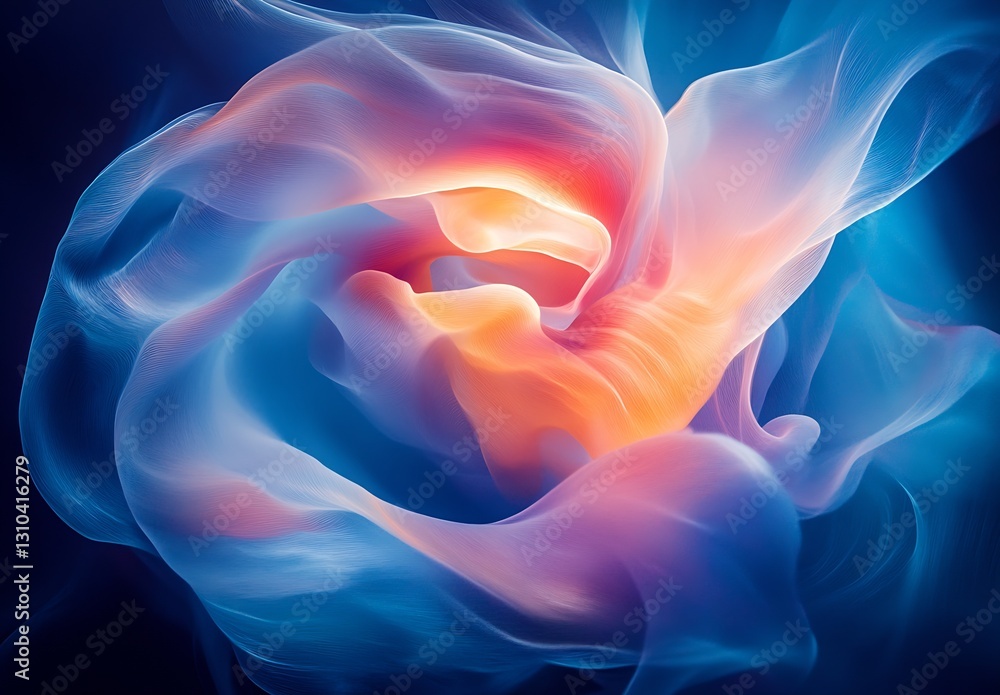 Leinwandbilder a mesmerizing abstract representation of a colorful rose in soft flowing hues of blue and pink : gen